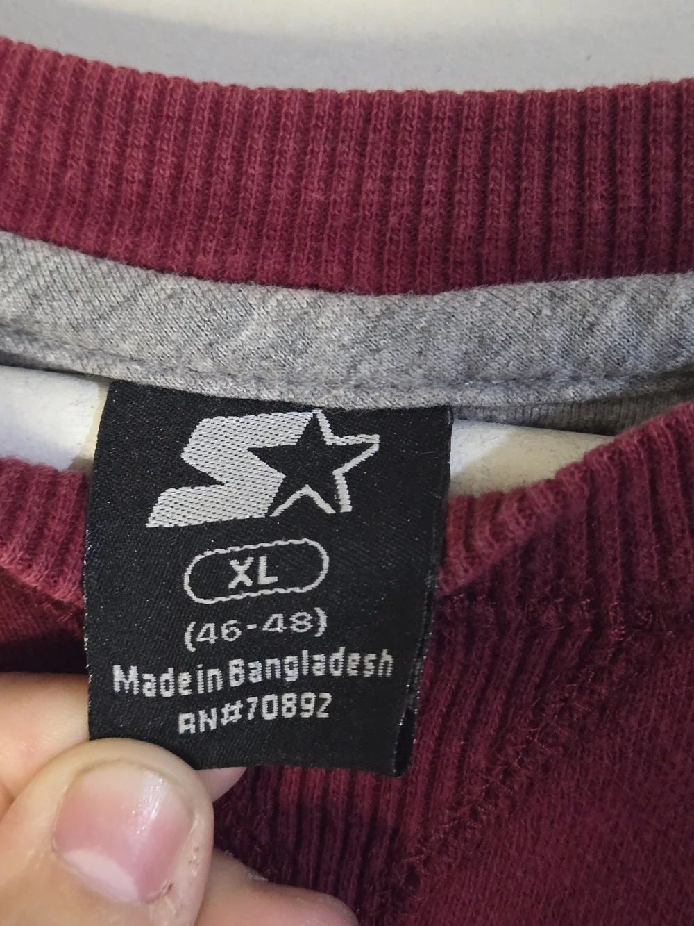 Starter Men's XL Burgundy Crew Neck Fleece Pullover Sweatshirt Embroidered Logo